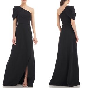 Kay Unger Black One-Shoulder Dress